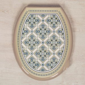 Сиденье для унитаза жесткое декор "Мозаика" латте
