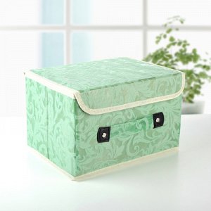 Короб для хранения с крышкой 27х20х16 см "Мотив", цвет зелёно-бежевый