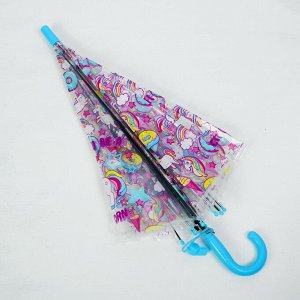 Зонт детский "Единорог", голубой