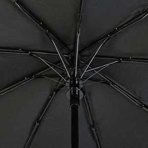 Зонт полуавтоматический, 3 сложения, 9 спиц, R = 49 см, цвет чёрный