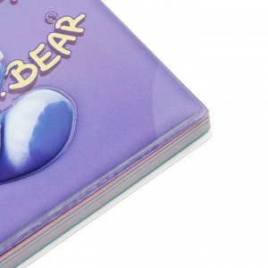 Записная книжка подарочная на гребне 80л,линия, цветной блок,обложка ПВХ 3D Мишка(17,6х13,5см) 105