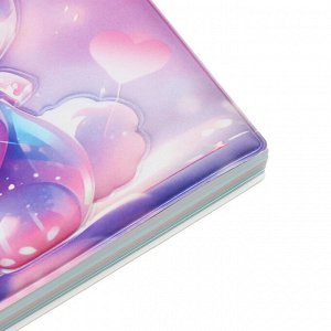 Записная книжка подарочная на гребне 80л,линия, цветной блок,обложка ПВХ 3D Зайка(17,6х13,5см) 105
