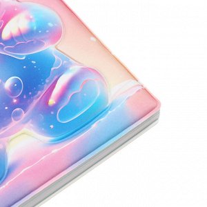 Записная книжка подарочная на гребне 80л,линия, цветной блок,обложка ПВХ 3D Мишка(17,6х13,5см) 105