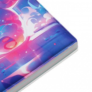 Записная книжка подарочная на гребне 80л,линия, цветной блок,обложка ПВХ 3D Мишка(17,6х13,5см) 105