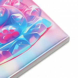 Записная книжка подарочная на гребне 80л,линия, цветной блок,обложка ПВХ 3D Мишка(17,6х13,5см) 105