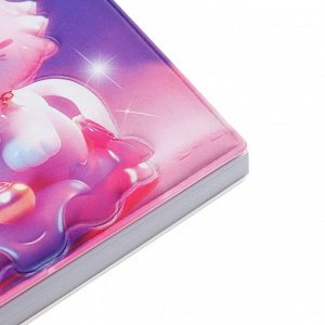 Записная книжка подарочная на гребне 80л,линия, цветной блок,обложка ПВХ 3D Кошка(10х10,5см) 10539