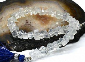 Бусины из горного хрусталя кристаллы 8-9мм, 19см, 50 бусин, 14г