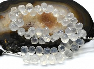 Бусины из горного хрусталя облепиха капля 9мм, 20см, 58 бусин, 26г