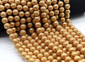 Бусины из майорки шарик тисненый 10мм цв.бронзовый, 40см, 42 бусины