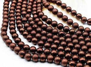 Бусины из майорки шарик тисненый 14мм цв.шоколадный, 40см, 29 бусин