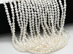 Бусины из жемчуга барочного 5мм белый, 35см, 78 бусин