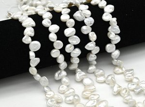 Бусины из жемчуга барочного 8-10мм белый, 39см, 53 бусины