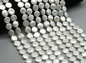 Бусины из жемчуга барочного круг 11мм белый, 39см, 33 бусины