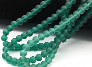 Бусины из кварца тонированного шарик 6мм, цв.изумрудный (матовый), 39см, 65 бусин