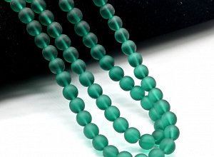 Бусины из кварца тонированного шарик 8мм, цв.изумрудный  (матовый), 40см, 49 бусин