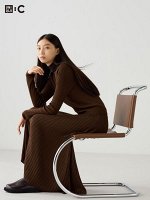 UNIQLO - длинная юбка в рубчик из пряжи мериноса - 37 BROWN