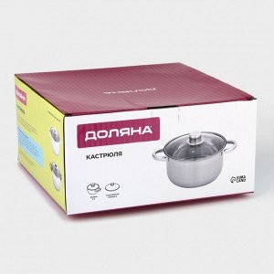 Кастрюля Доляна «Чёрная ночь», 3 л, с крышкой, капсульное дно, нержавеющая сталь