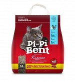 Наполнитель комкующийся для туалета кошек «Pi-Pi-Bent Классик»  крафт-пакет 6кг  по цене 5кг Лидинг