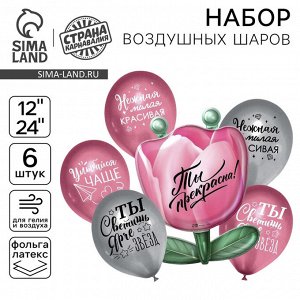 Воздушные шары, букет «Цветок», набор 6 шт.