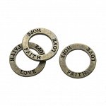 Коннектор, 23мм, кольцо Faith, Hope, Love, бронзовое