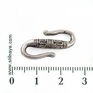 Застежка, 23*12мм, крючок, с витым узором, тибетское серебро