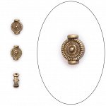 Бусина металлическая, 10*7.5*4мм, узорная, плоская, бронзовая с чернением, 10 шт.