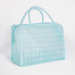 Косметичка ПВХ Квадраты 25*10*17см, отд на молнии, 2 ручки, зеленый 4146009