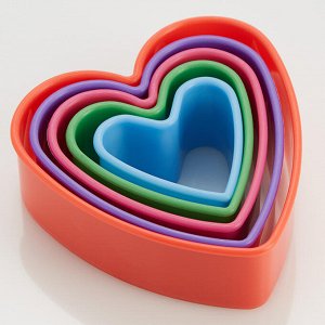 Набор пластиковых форм для печенья 5 размеров "Сердечки" Webber BE-4416/5