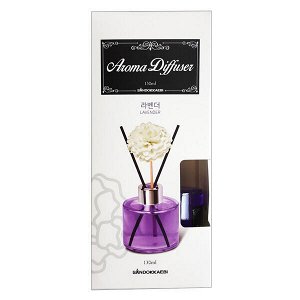 Жидкий освежитель воздуха "Aroma Diffuser" (стеклянный флакон + палочки / лаванда) 130 мл
