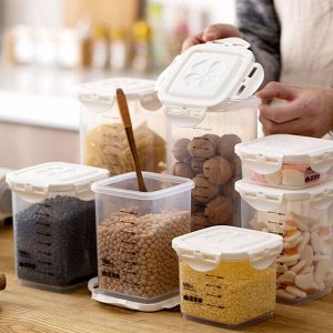 Контейнер вакуумный для еды, крупы, сыпучих продуктов, с мерной шкалой, 1 шт., 11,5 х 8,5 х 9,5 см, 650 мл.