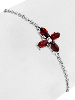 Изящный браслет с янтарём вишнёвого цвета «Суприм»