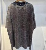 Футболка хлопковая с эффектом потертости и стразами, черный