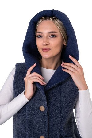 Жилет ЭКО с КАПЮШОНОМ джинса
