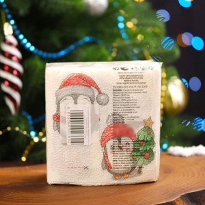 Салфетки новогодние бумажные Гармония цвета «Пингвины» 1 слой, 24х24 см, 50 шт