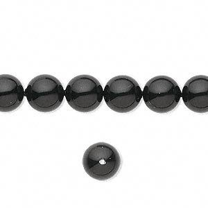 Бусина хрустальная, 8мм, жемчуг Swarovski (#5810), круглый, цвет черный без перламутрового блеска (mystic black)