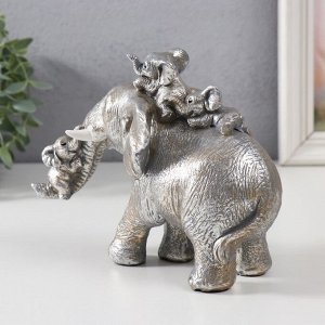 Фигурка полистоун «Веселые слонята едут на большом слоне», 18.5x9x15 см
