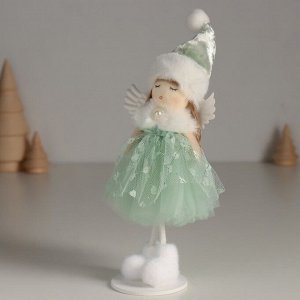 Интерьерная кукла текстильная «Ангелочек в зелёном платье с белым воротником», 5.5*6.5*16 см