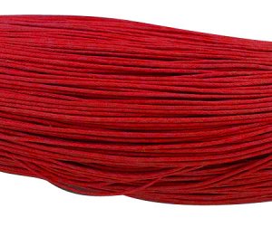 Шнур хлопковый вощеный, 2мм, красный, Китай, 1 метр