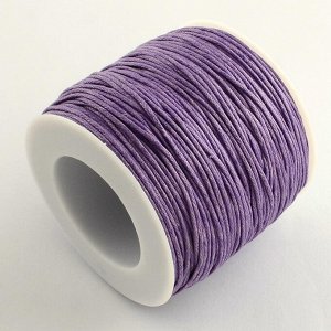 Шнур хлопковый вощеный, 1мм, фиолетовый, 1 метр