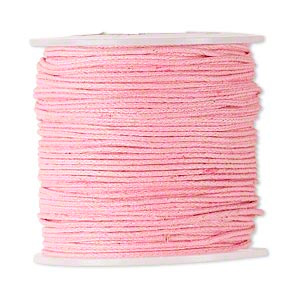 Шнур хлопковый вощеный, 0.5мм, розовый, 1 метр