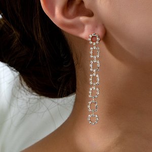 Серьги женские со стразами длинные