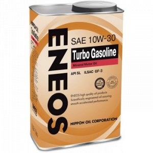 Масло моторное ENEOS Gasoline TURBO 10W30 SL бензин, минеральное  1л (1/20)