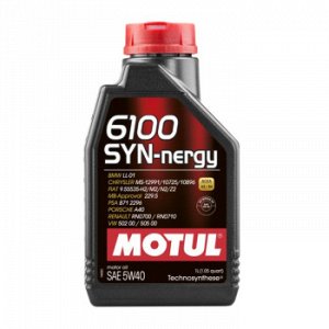 Масло моторное MOTUL 6100 Syn-nergie 5W40 SN, A3/B4 полусинтетика 1л (1/12)