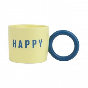 Кружка "Happy" 260мл, цв.светло-желтый и синий