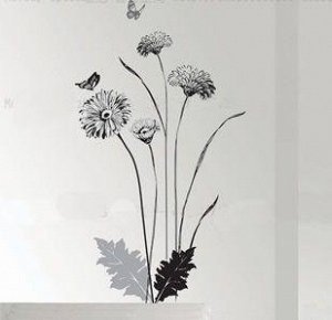 Наклейка интерьерная "4 цветка и бабочки" Черн. цвет 904651