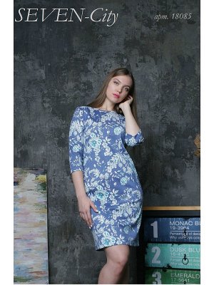 Платье футляр голубой джинс(милано-академик)