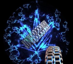 LED-часы "Самурай" Серебристый браслет, синие диоды 9046180
