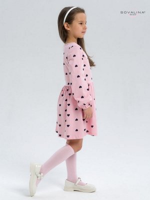 Платье Моана черные сердечки на розовом