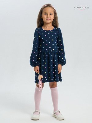 Платье Моана цветные сердечки на синем
