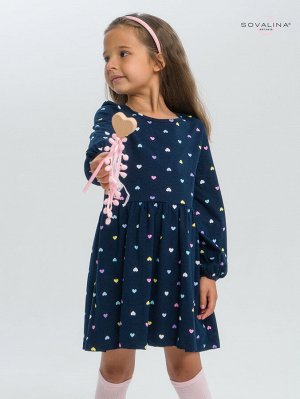 Платье Моана цветные сердечки на синем